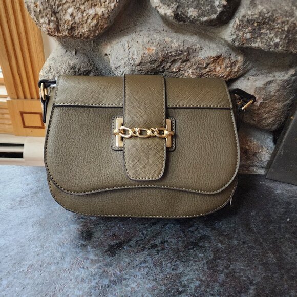 JustFab Handbags - NWT JustFab Olive Green Flap-Over Shoulder Bag